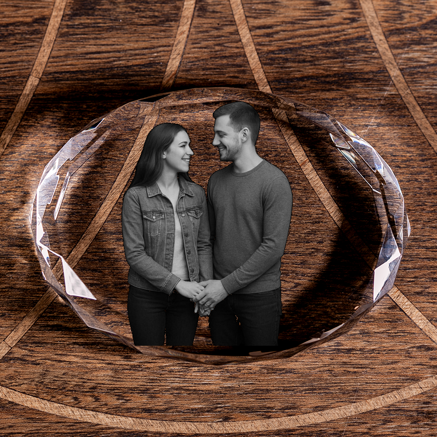 Faceted Oval Crystal Paperweight – Custom Optical Crystal Gift with Premium Satin Box