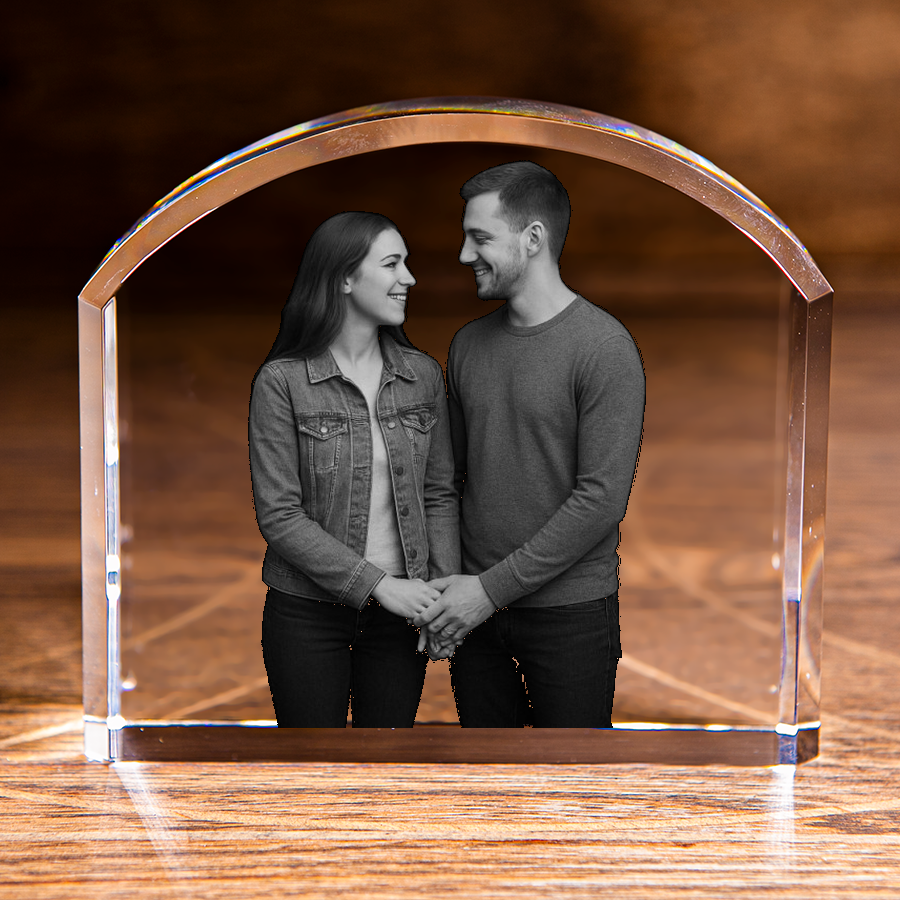 Arch Top Crystal Lamp – Custom Optical Crystal Gift with Premium Satin Box