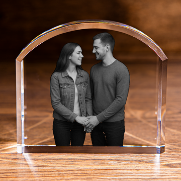 Arch Top Crystal Lamp – Custom Optical Crystal Gift with Premium Satin Box