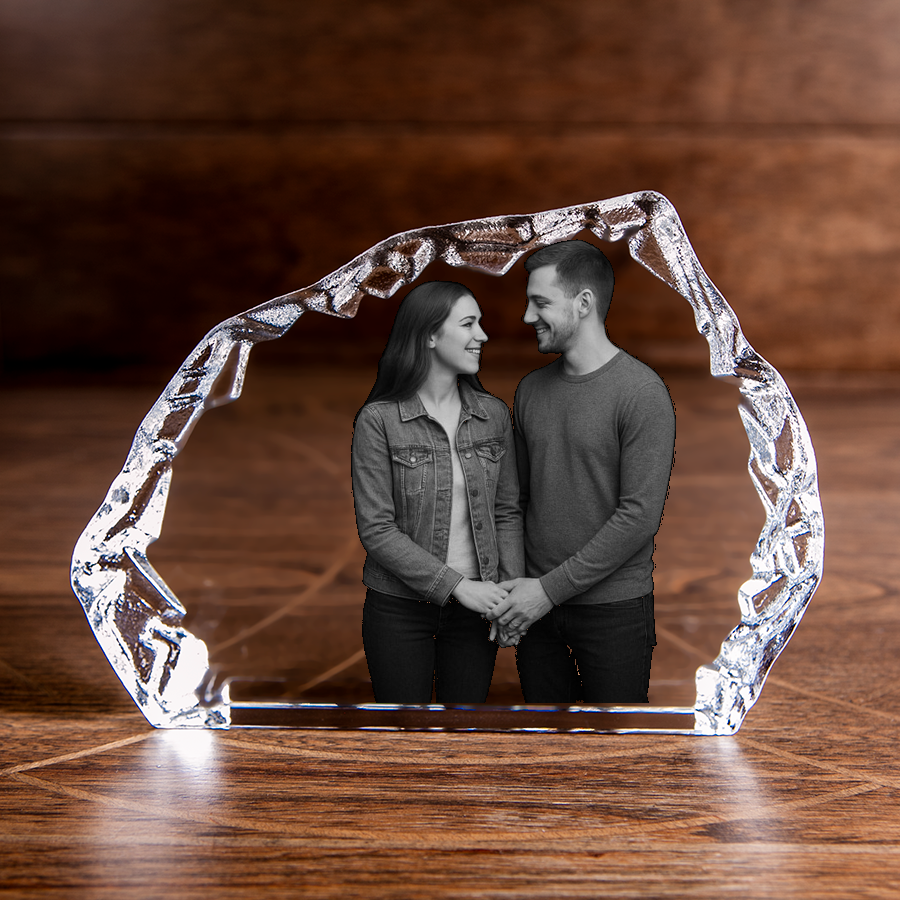 Large Iceberg Cut Crystal – Custom Optical Crystal Gift with Premium Satin Box